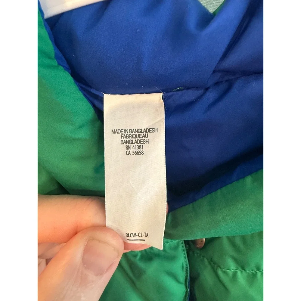Polo Ralph Lauren Vest Youth Kids Blue Green Reversible Goose Down Puffer Size 6